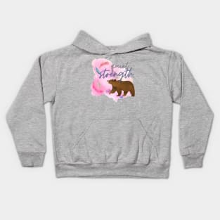 Quiet Strength Watercolour Bear Kids Hoodie